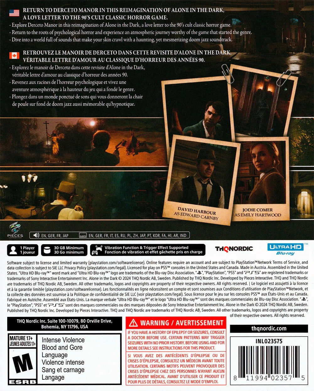 Alone In The Dark - (New) (Playstation 5)